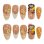 Handmade Monkey & Banana Press-On Nails