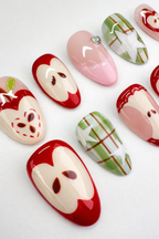 Colorful nail art designs on a white background