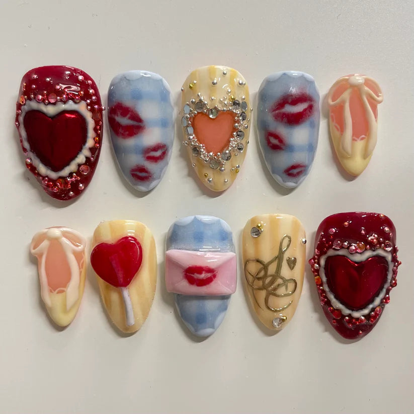 Decorative nail art designs on a white background