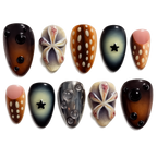 Set of decorative nail art designs on a white background