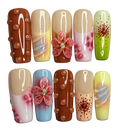 Set of nail art designs on a white background