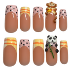 Handmade Panda & Monkey Playdate Press-On Nails