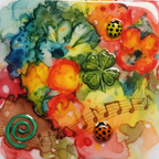 Handmade LadyBug Floral & Music Press-On Nails