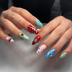 Handmade Ladybug Circus Carnival Press-On Nails