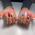 Handmade Ladybug Circus Carnival Press-On Nails