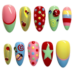 Handmade Ladybug Circus Carnival Press-On Nails