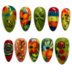 Handmade LadyBug Floral & Music Press-On Nails