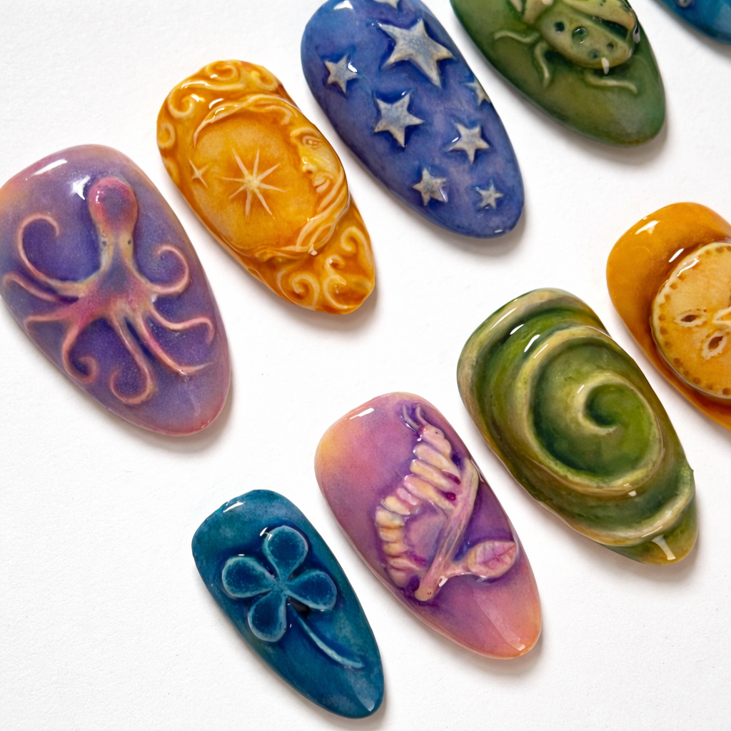 Handmade Enchanted Nature & Celestial Press-On Nails