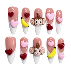 Handmade Monkey Heart Love Press-On Nails