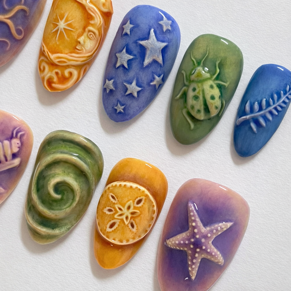 Handmade Enchanted Nature & Celestial Press-On Nails